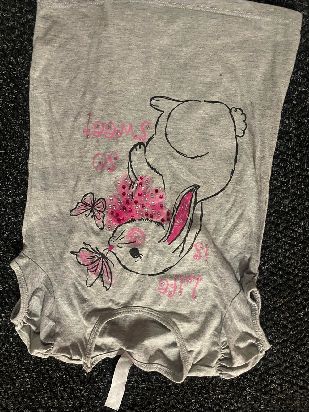 Beautees Grey Tee with Pink Bunny Graphic